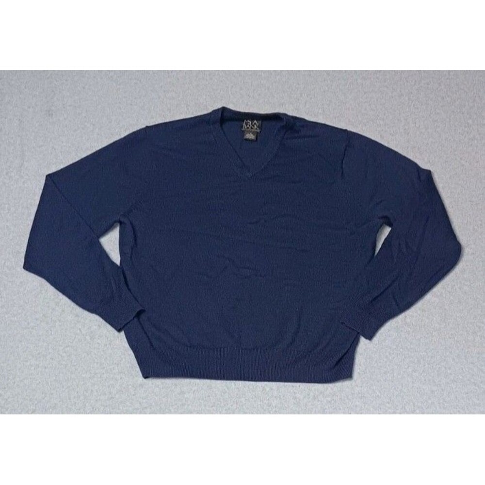 Jos A Bank Wool Blend Vneck Pullover Sweater Mens S Navy Blue Minimalist Preppy